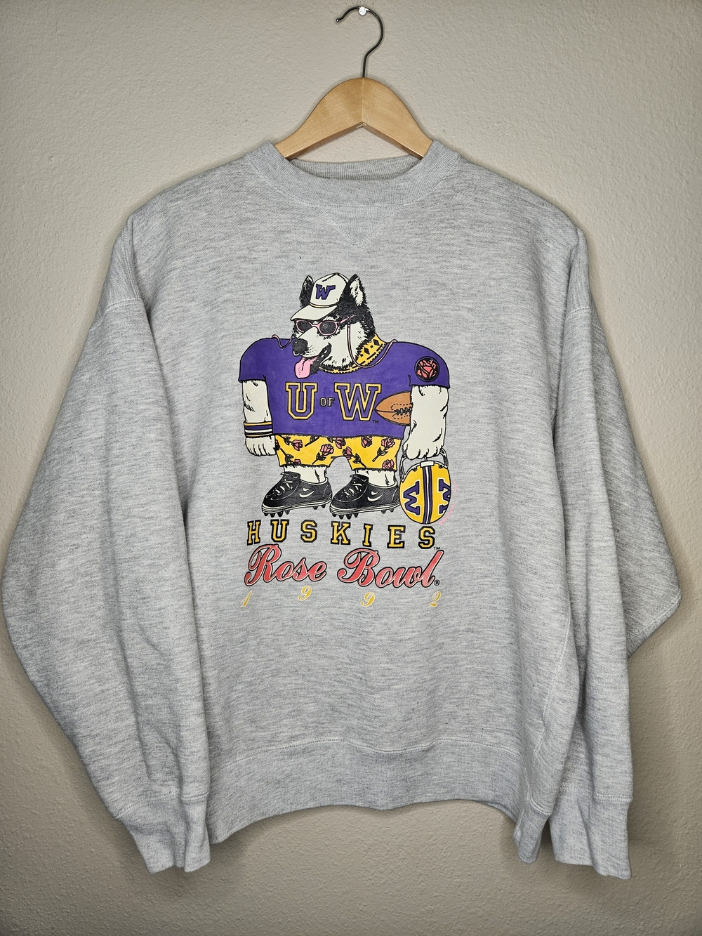 Vintage UW Huskies Rose Bowl 1992 Crewneck Wide Boi Doggo